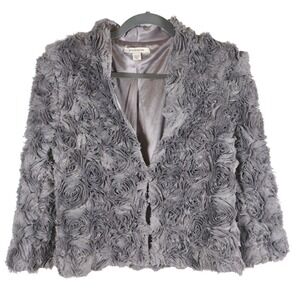 Boston Proper Rosette Jacket Occasion Party Career Blazer Gray Size 8 Evening